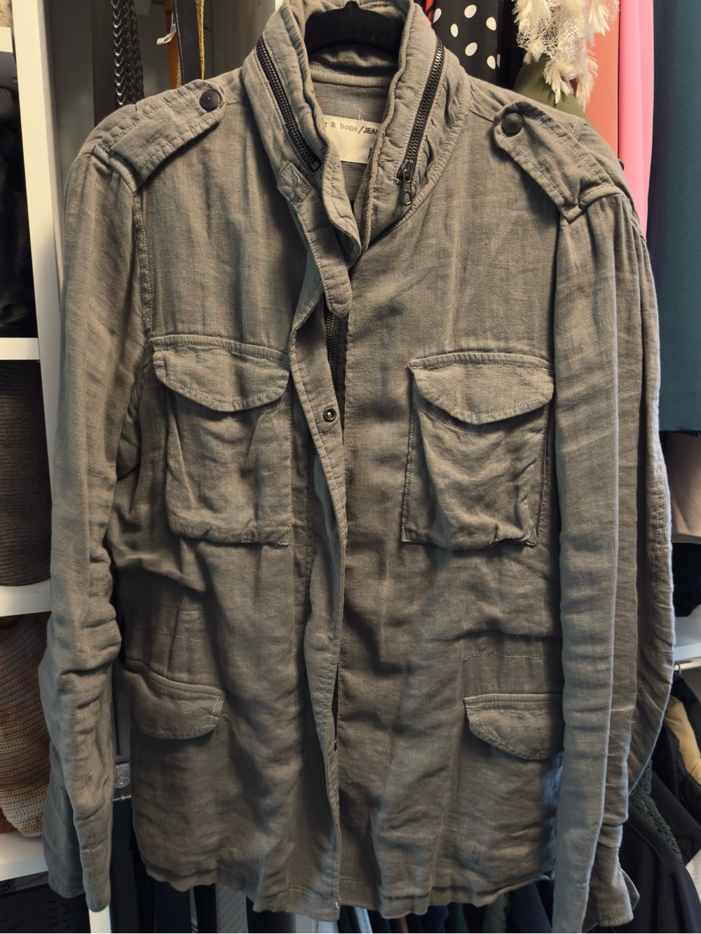 Rag & Bone Military-Style Linen Blend Jacket